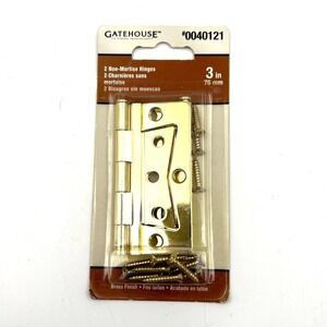 Gatehouse 3 Inch Non Mortise Hinges Brass Finish Door Hardware With Screws